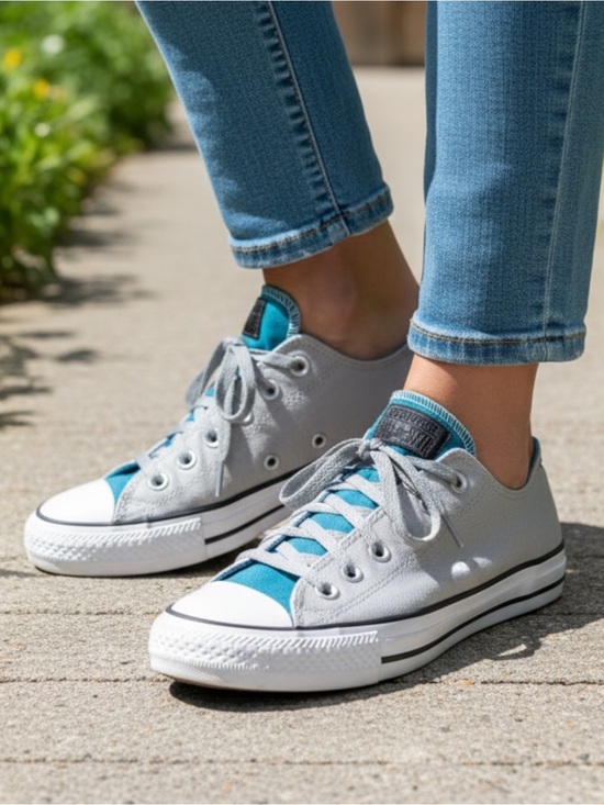 Converse Shoes - Converse Teal & Gray Canvas Low-Top Sneakers
